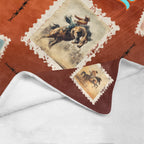 Old Rodeo Western Throw Blanket 60" x 80" Ultra Soft Made in America Baha Ranch Western Wear