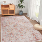 NAAR MAVAL Beige Washable Rug 5x8 Area Rug (Beige, 5' x 8')