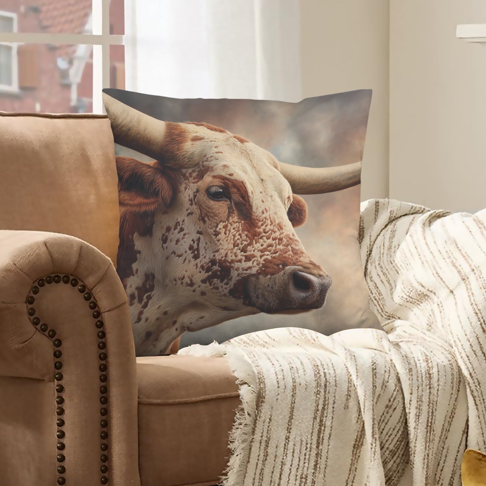 Baha Ranch Western Ranch Bull Velvety Soft Pillow Cover Made in America Baha Ranch Western Wear
