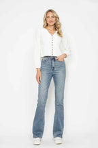 Judy Blue Full Size Tummy Control Back Embroidered Pocketed Bootcut Jeans Plus Size