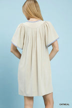 Umgee Linen Trim Tunic Dress