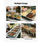 4 Pack Stainless Steam Hotel Pan, 1/2 Size Table Steam Pan, 2.5 Inch Deep Anti Jam Restaurant Supplies Reusable Rustproof Catering Storage for Home, Party, Restaurant, Hotel, Buffet