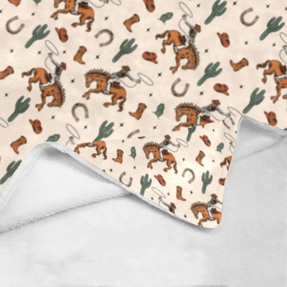 Cowboy Rodeo Western Micro Fleece Blanket 60" x 80" Made in America Baha Ranch Western Wear
