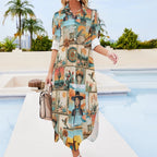 Colores de Mexico Pictures of the Southwest Button-Up Long Sleeve Shirt Dress Duster Baha Ranch Western Wear