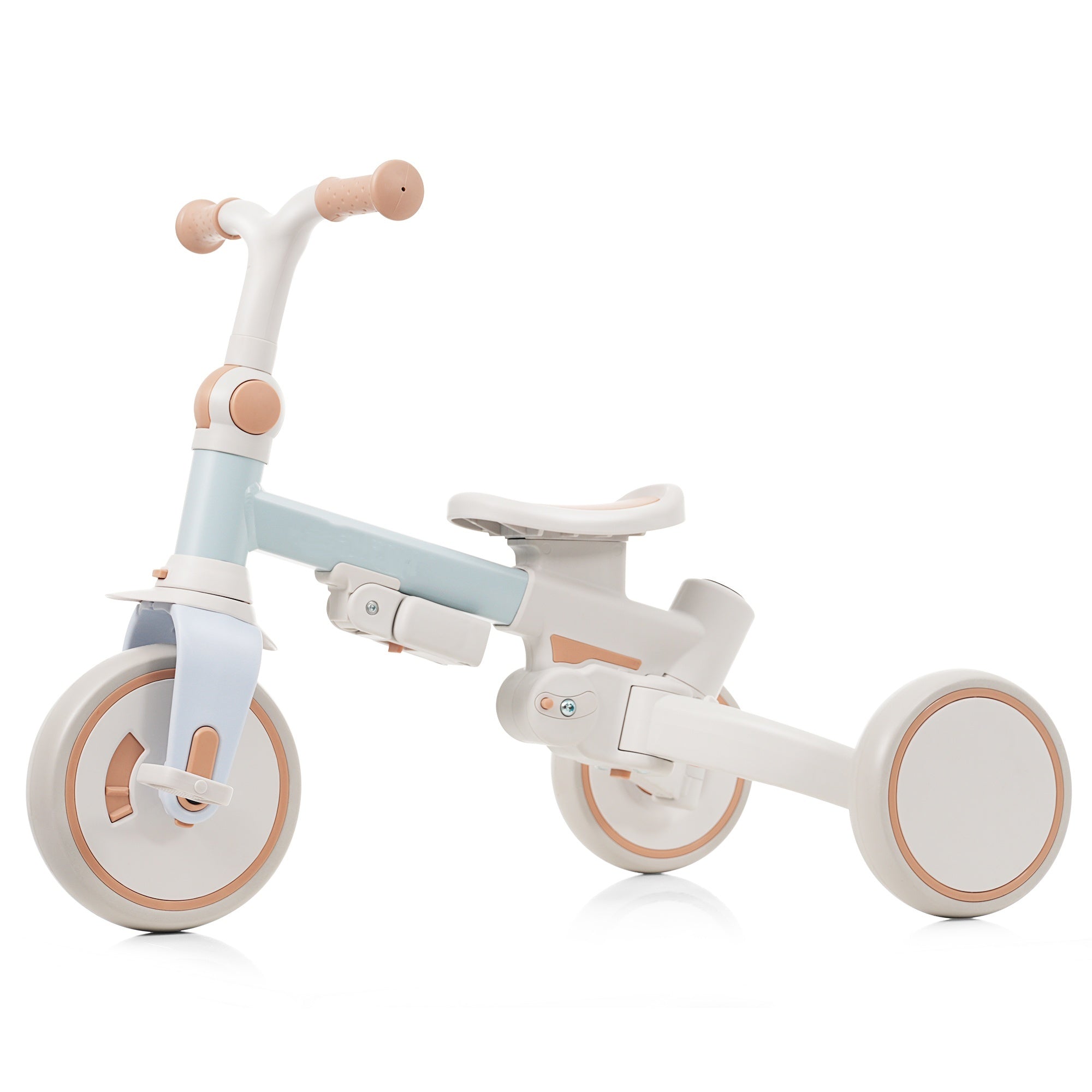 7 in 1 Baby Tricycle, Foldable Toddler Tricycle with Removable and Adjustable Parent Handle, Toddler Push Bike with Removable Pedal, Canopy, and Guardrail, Tricycle for 12-72 Months, blue
