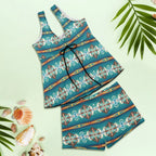 Baha Ranch Teal Aztec Tankini & Boy Shorts Swim Set Baha Ranch Western Wear