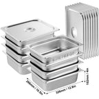 8 Pack Hotel Pans, 1/2 Size Anti-Jam Steam Pan with Lid, 0.8mm Thick Stainless Steel Steam Table Pan, 4-Inch Deep Commercial Table Pan, Catering Storage Food Pan, for Industrial & Scientific