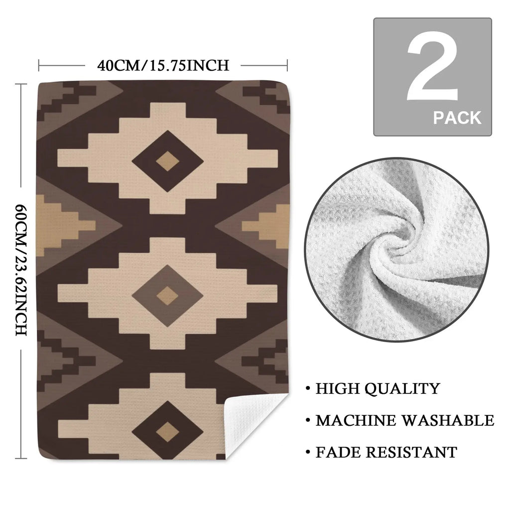 Earth Aztec Set of 2 Dish Towels Kitchen Towel Made in America Baha Ranch Western Wear