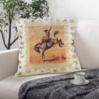 Baha Ranch Vintage Rodeo Stamp Throw Pillow Made in America Baha Ranch Western Wear