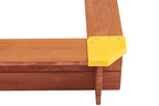 Kids Sandbox with Cover, 46' Wooden Sand Box w/Adjustable Canopy, Large Outdoor Cedar Sandpit for Backyard Play