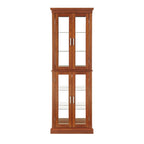 Lighted Curio Cabinet with Adjustable Shelves, Mirrored Back, and Tempered Glass Doors, 6-Tier Walnut Finish