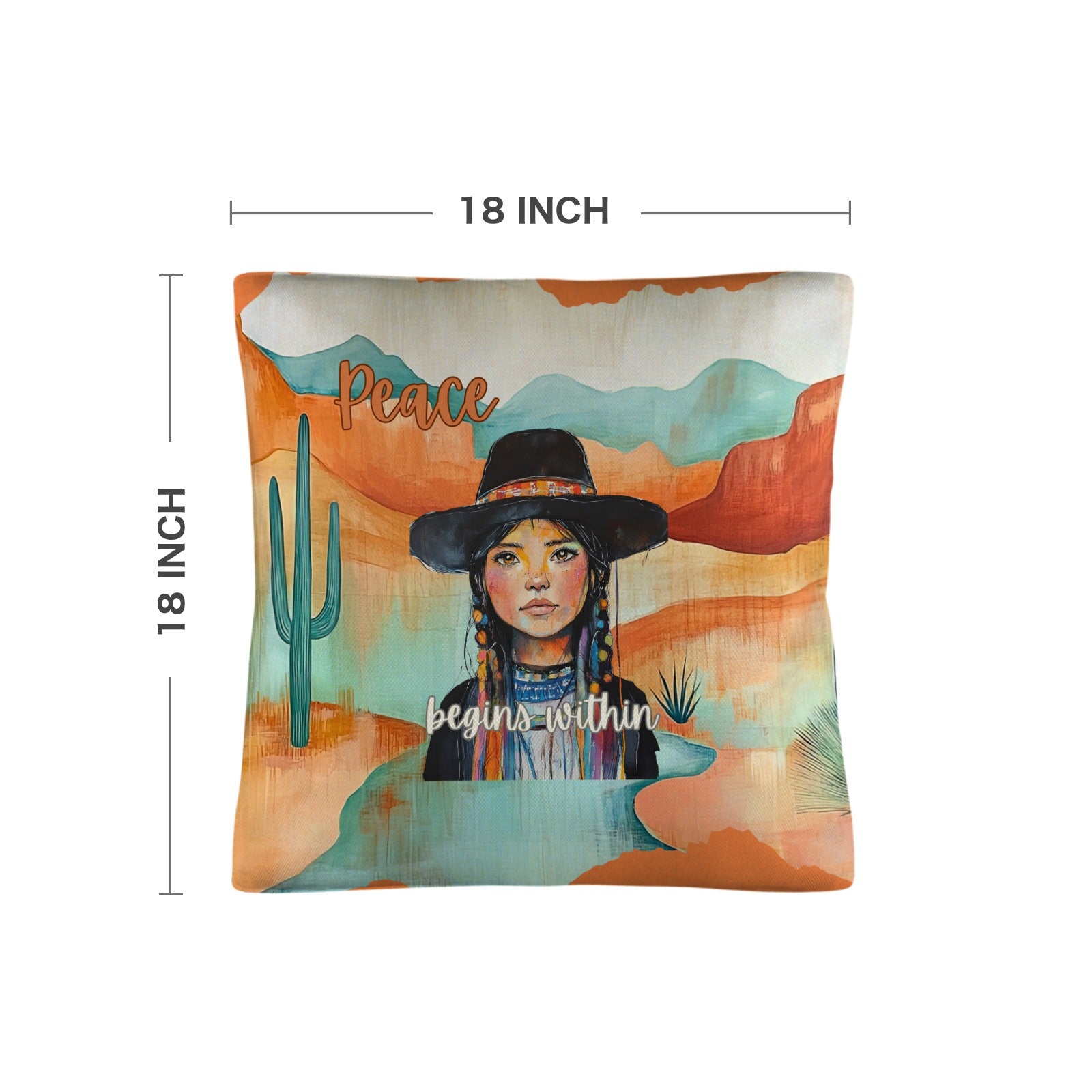 Native Peace Begins Within Throw Pillow Case Made in America Baha Ranch Western Wear