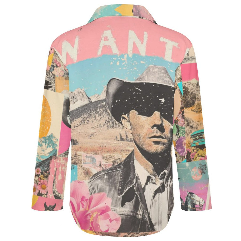 Baha Ranch Pop Western Wanted Collage Button Up Shirt Baha Ranch Western Wear