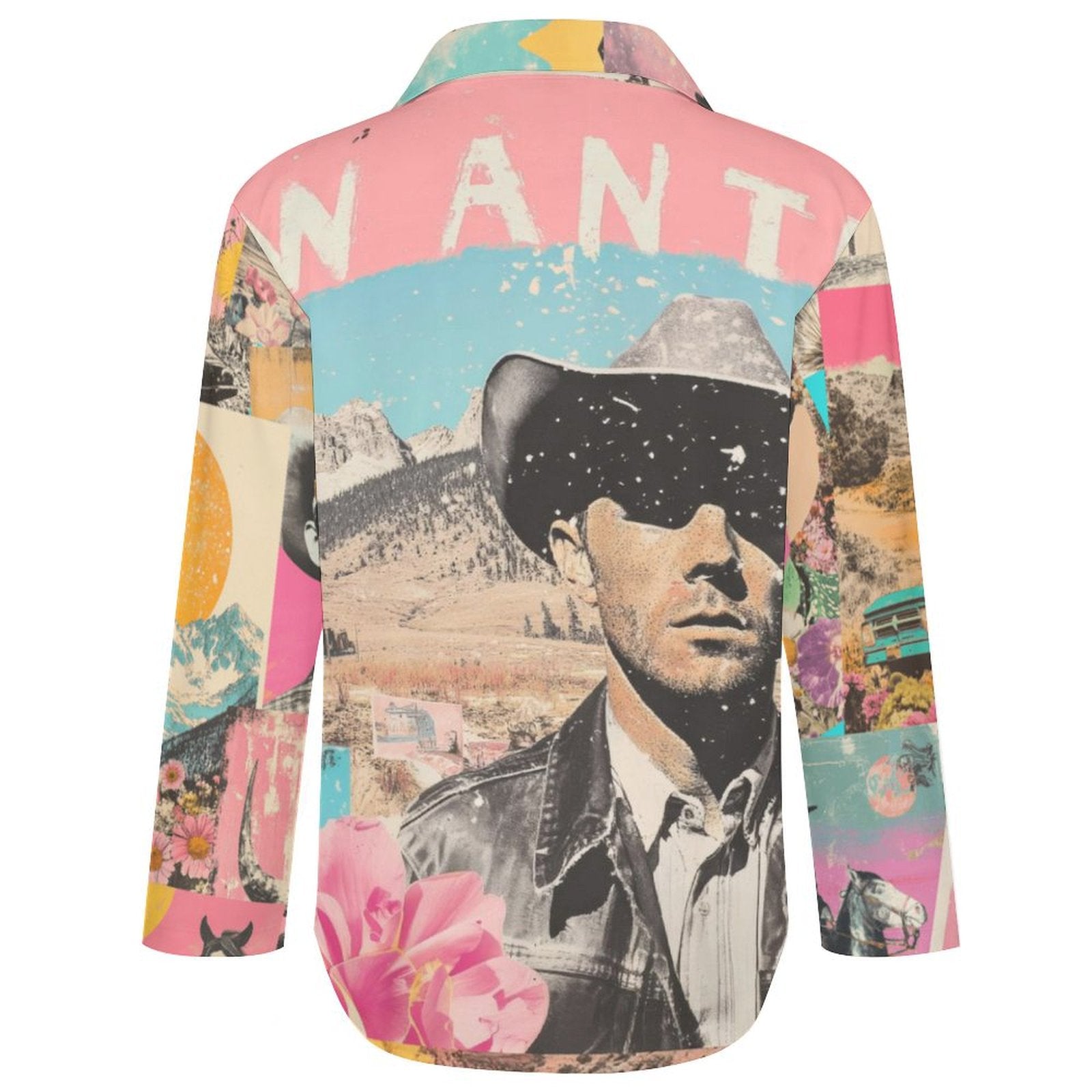 Baha Ranch Pop Western Wanted Collage Button Up Shirt Baha Ranch Western Wear