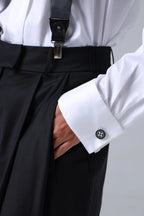 Chalk White Floral Print Handmade Italian Cufflinks with Clear Resin ETNA