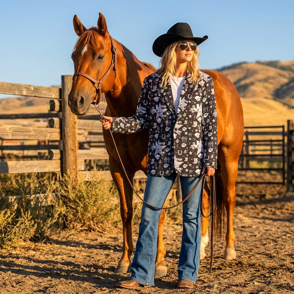 Baha Ranch Rhinestone Cowgirl Yeehaw Blazer Women's Blazer Baha Ranch Western Wear