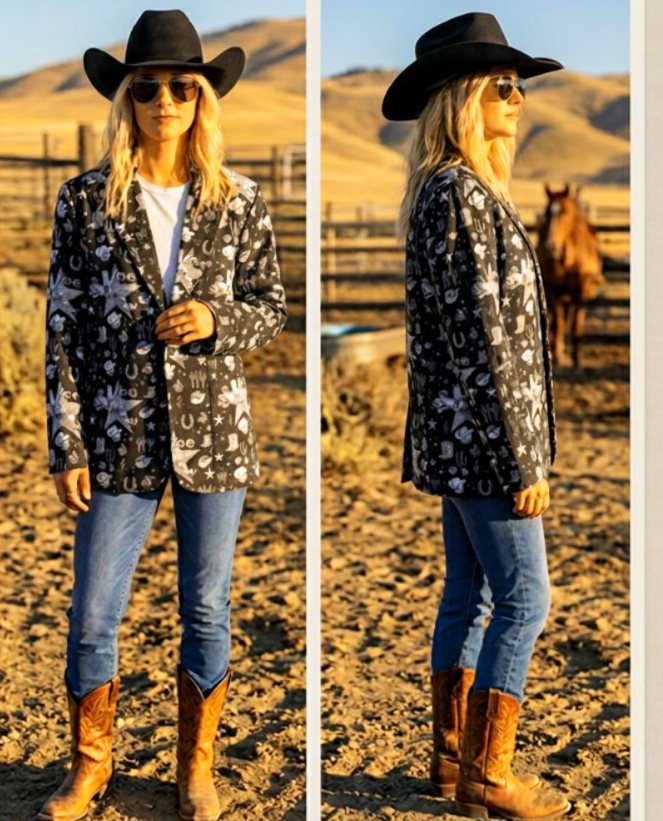 Baha Ranch Rhinestone Cowgirl Yeehaw Blazer Women's Blazer Baha Ranch Western Wear