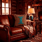Baha Ranch Velvety Soft Western Tooled Initial Personalized Pillow Cover Made in America Baha Ranch Western Wear