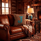 Baha Ranch Velvety Soft Western Tooled Initial Personalized Pillow Cover Made in America Baha Ranch Western Wear