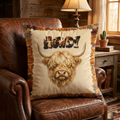 Baha Ranch Velvety Soft Howdy Highland Pillow Cover Made in America Baha Ranch Western Wear