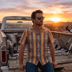 Baha Ranch Mocha Aztec Hawaiian Shirt Made in America Baha Ranch Western Wear