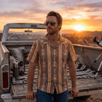 Baha Ranch Mocha Aztec Hawaiian Shirt Made in America Baha Ranch Western Wear