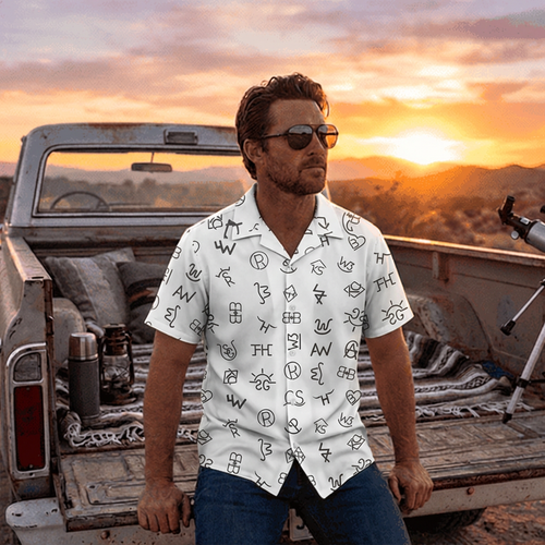 Baha Ranch Cattle Brands Hawaiian Shirt Made in America Baha Ranch Western Wear