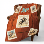 Old Rodeo Western Throw Blanket 60" x 80" Ultra Soft Made in America Baha Ranch Western Wear