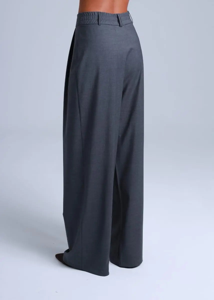 Grey Wide-Leg Virgin Wool Pants Sophia ETNA