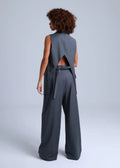 Grey Wide-Leg Virgin Wool Pants Sophia ETNA