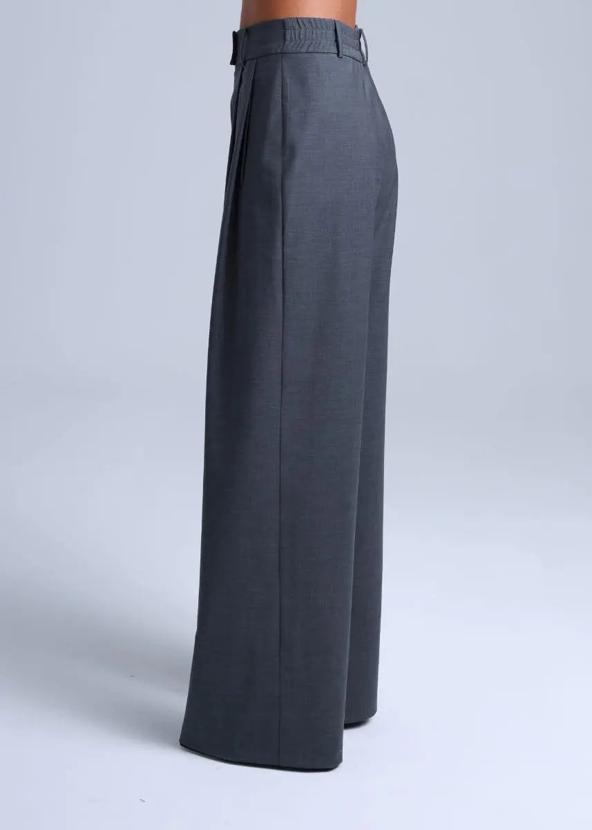 Grey Wide-Leg Virgin Wool Pants Sophia ETNA