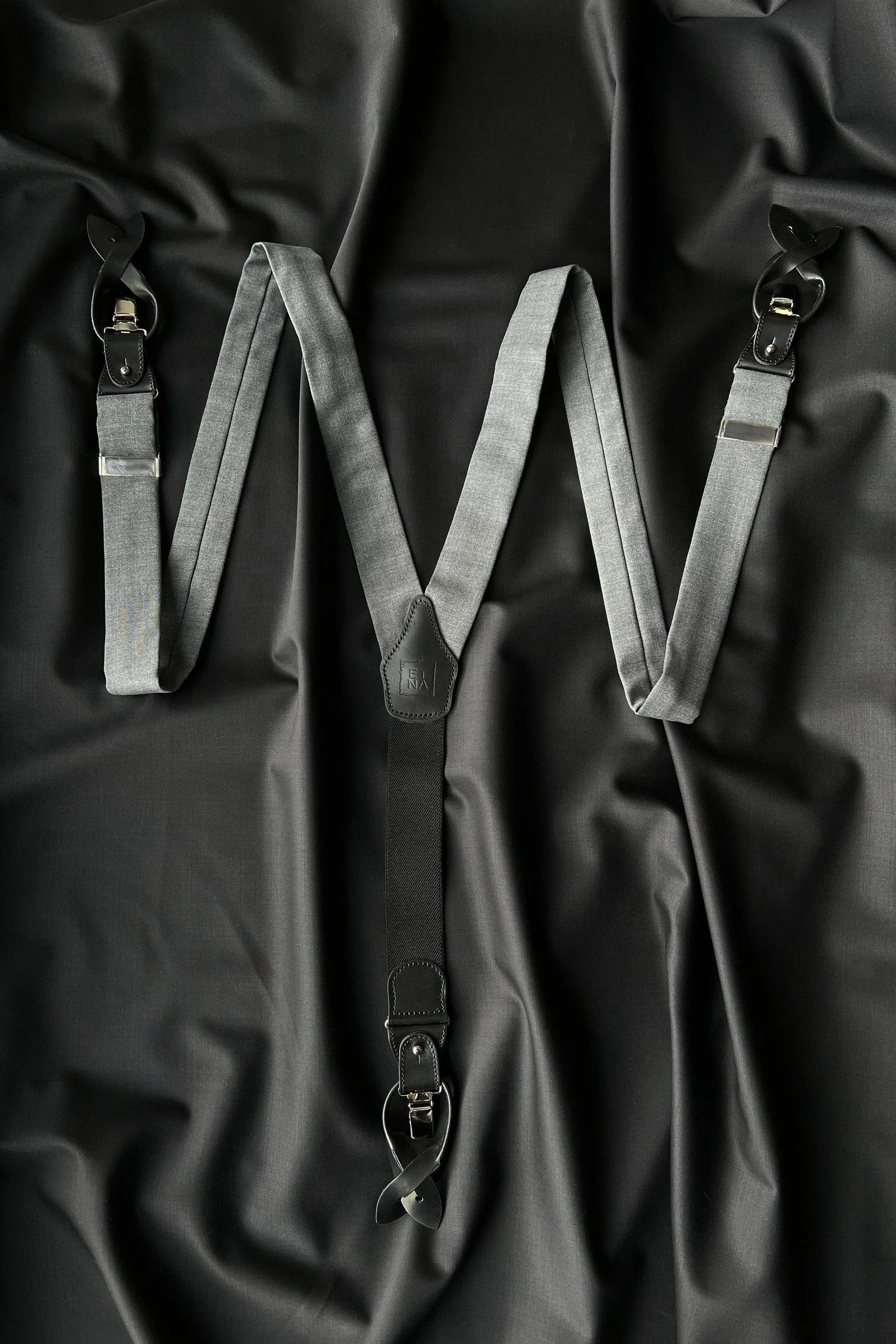 Sophia Grey Ultra-Fine Virgin Wool Suspenders ETNA