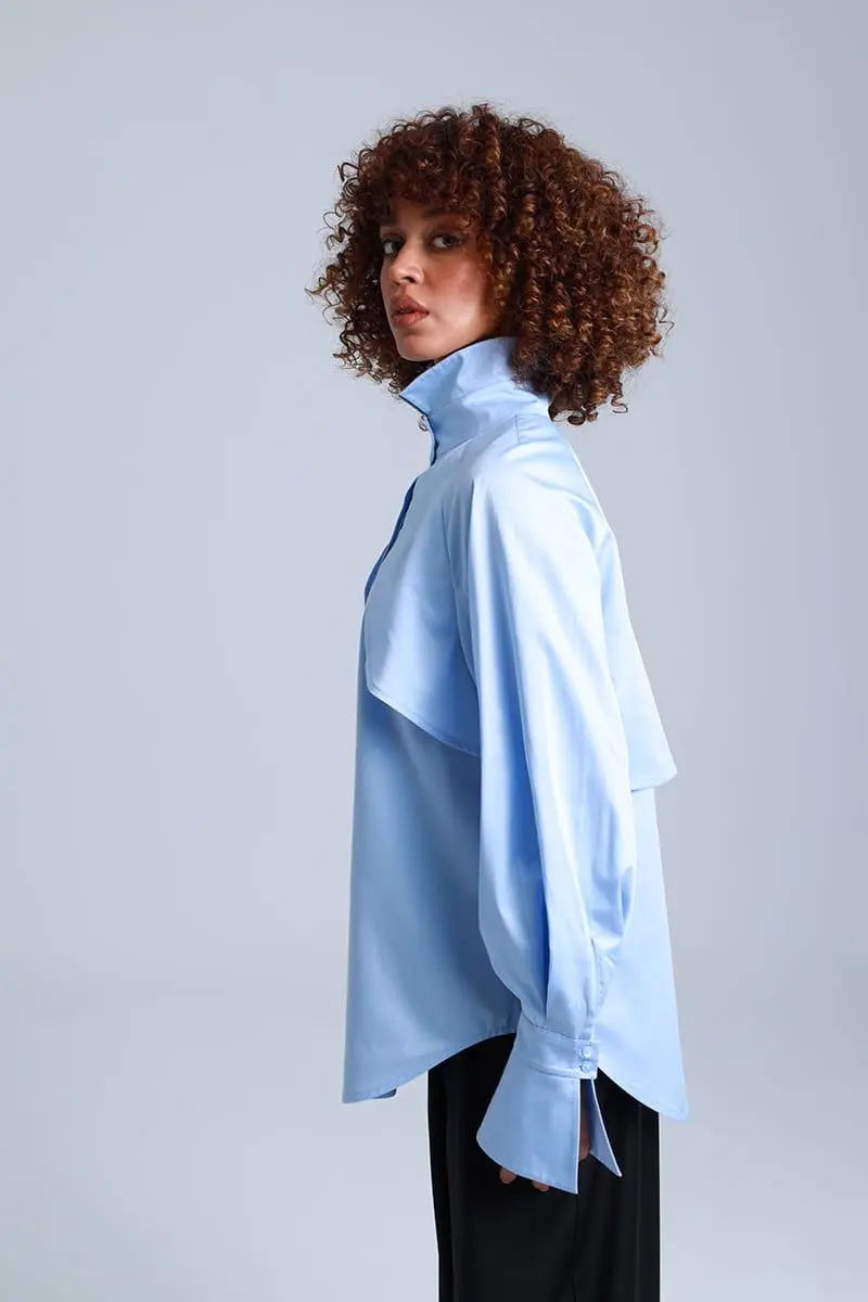 Diva Business Style Blue Organic Cotton Shirt ETNA