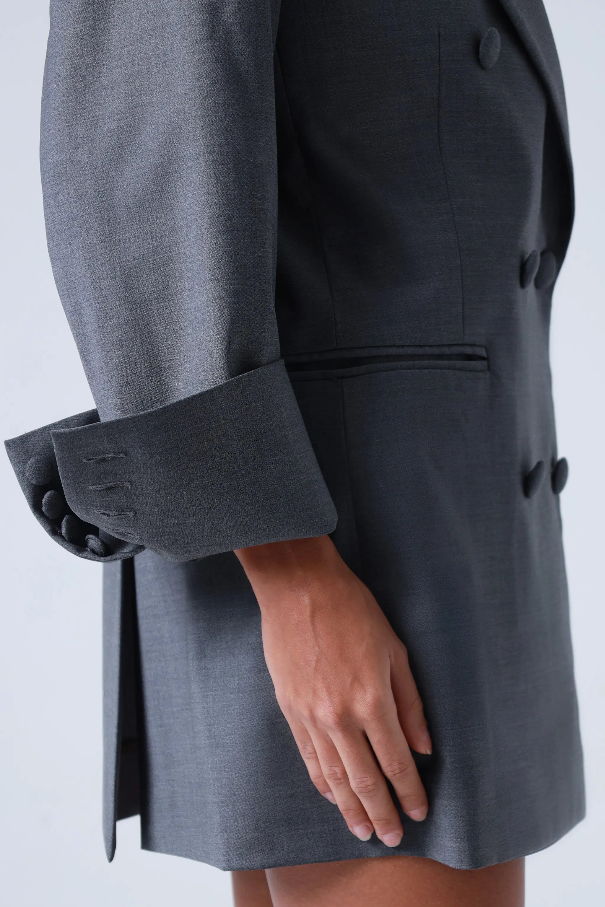 Grey Double-Breasted Virgin Wool Blazer | Sophia Blazer ETNA