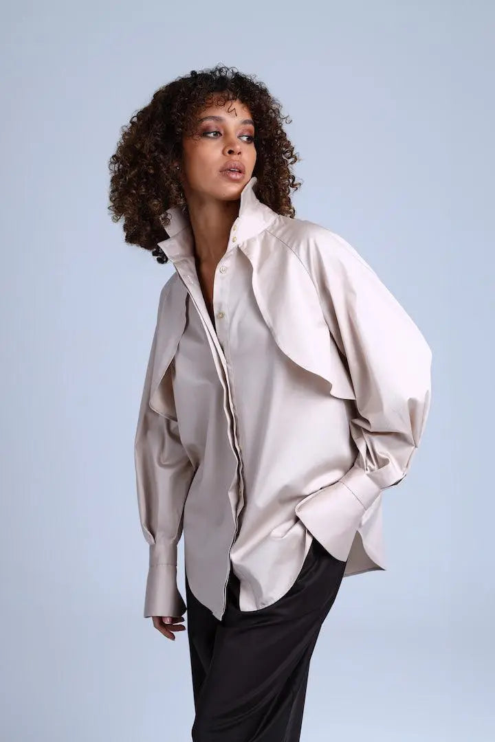 Diva Business Style Beige Organic Cotton Shirt ETNA