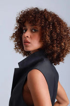 Broadway Liza Longline Virgin Wool Waistcoat in Deep Black ETNA