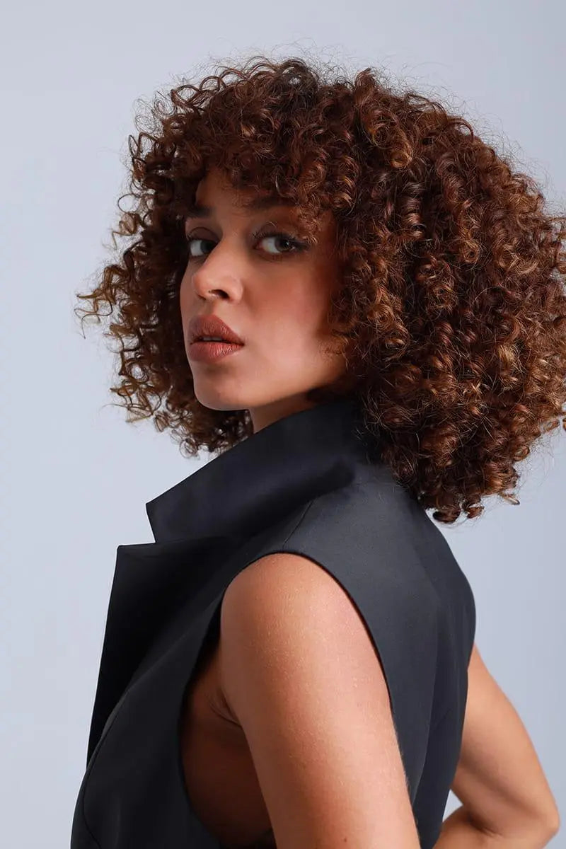 Broadway Liza Longline Virgin Wool Waistcoat in Deep Black ETNA