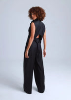 Deep Black Wide-Leg Virgin Wool Pants Liza ETNA