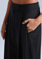Deep Black Wide-Leg Virgin Wool Pants Liza ETNA