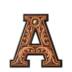 Monogrammed Initial Western Leather Look Saddle Longhorn Cowboy Cowgirl Kitchen Dish Towels Made in America Baha Ranch Western Wear