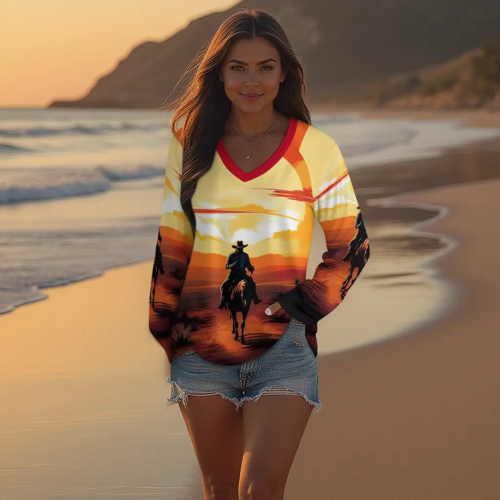 Baha Ranch Western Print Long Sleeve Top Baha Ranch Western Wear