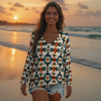 Baha Ranch Western Aztec Long Sleeve Top Baha Ranch Western Wear