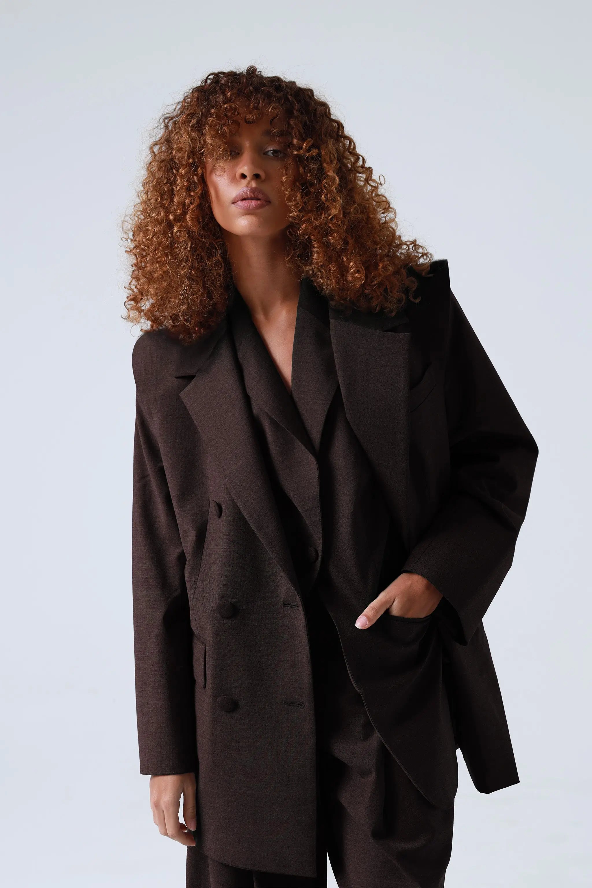 Broadway 3-Piece Monica Tailored Virgin Wool Suit in Dark Coffee ETNA
