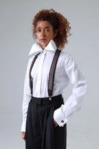 Sicily Lava Orange Floral Etna Patterned Silk Suspenders ETNA