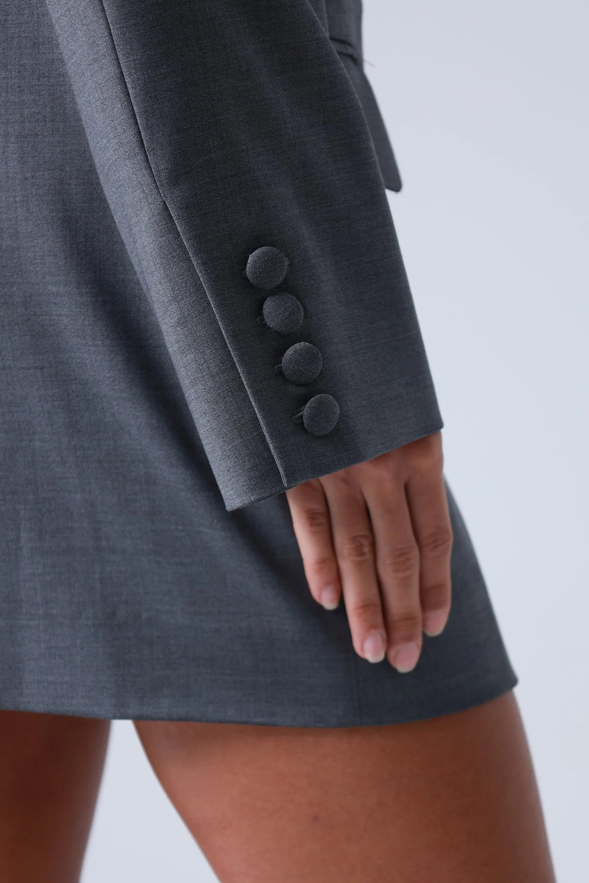 Grey Double-Breasted Virgin Wool Blazer | Sophia Blazer ETNA