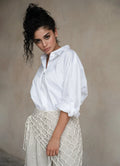 Terza Oversized Rolling-up White Cotton Shirt ETNA