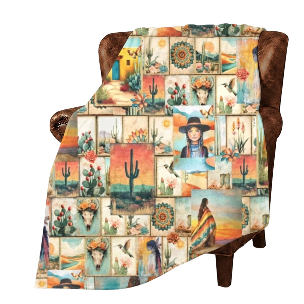 Baha Ranch Colores De Mexico Pictures of the Southwest 60" x 80" Throw Blanket Made In America Baha Ranch Western Wear