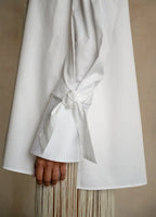 Quarta Open Shoulders White Organic Cotton Shirt ETNA