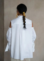 Quarta Open Shoulders White Organic Cotton Shirt ETNA