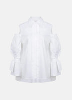 Quarta Open Shoulders White Organic Cotton Shirt ETNA